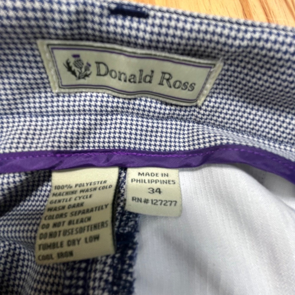 Donald Ross Houndstooth 100% Polyester Golf Shorts Oak Tree Logo Mens‎ 34 - Picture 4 of 7